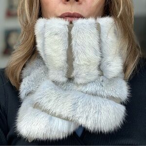 Pale blue fur scarf